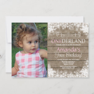 Invitation Photo d'anniversaire de 1 an de Winter Onederland
