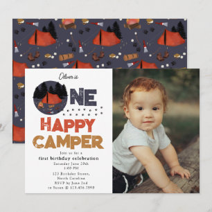 Invitation Photo d'anniversaire de 1er été One Happy Camper