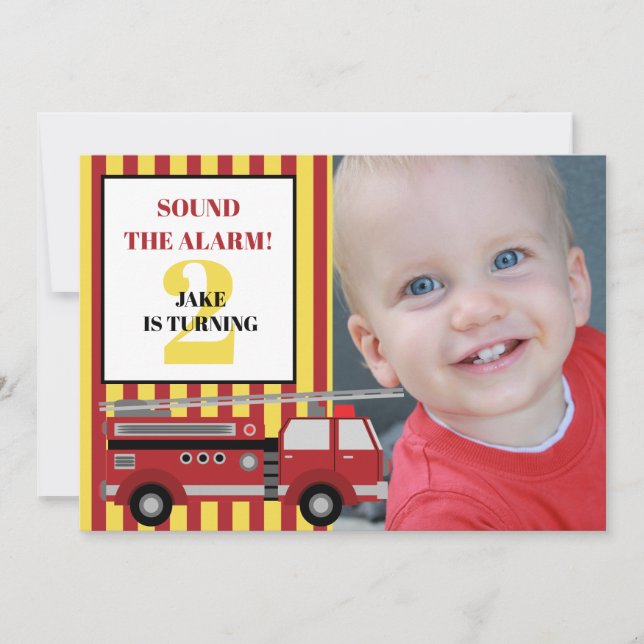 Invitation Photo d'anniversaire de 2 ans d'enfant avec camion (Devant)