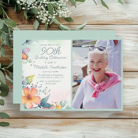 Photo d'anniversaire de 90 ans Floral Pastel Rose