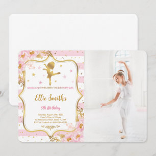Invitation photo d'anniversaire de ballerine