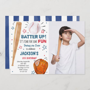 Invitation photo d'anniversaire de baseball