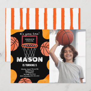Invitation photo d'anniversaire de basketball
