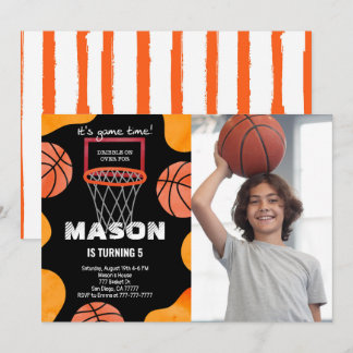 Invitation photo d'anniversaire de basketball