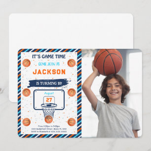 Invitation photo d'anniversaire de basketball oran