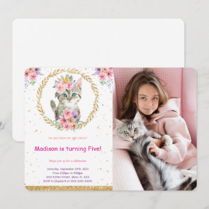 Invitation photo d'anniversaire de chaton