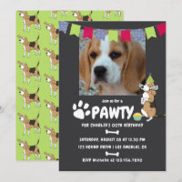 Invitation photo d'anniversaire de chien Beagle