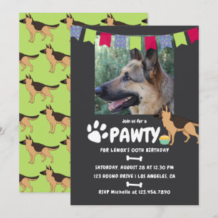 Invitation photo d'anniversaire de chien berger al