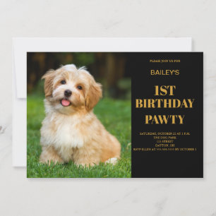 Invitation photo d'anniversaire de chien Pawty