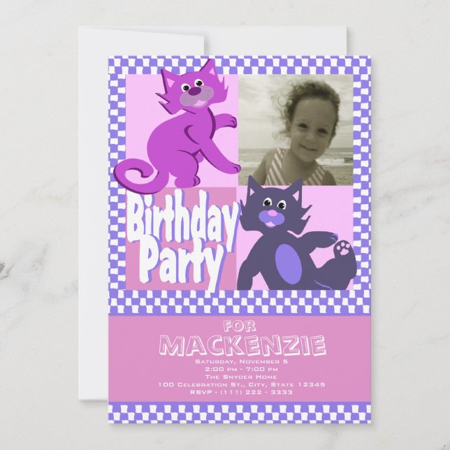 Invitation Photo d'anniversaire de Crazy Cats (Devant)