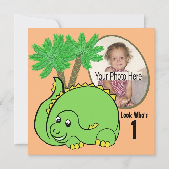 Invitation Photo d'anniversaire de Dinosaur (Devant)