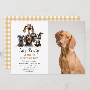 Invitation Photo d'anniversaire de Dog Let's Pawty