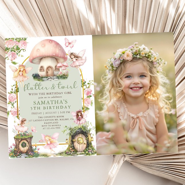 Invitation photo d'anniversaire de fée de la forêt (Créateur téléchargé)