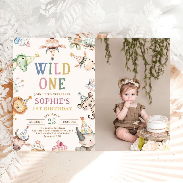 Invitation Photo d'anniversaire de fille avec des animaux de  (Créateur téléchargé)