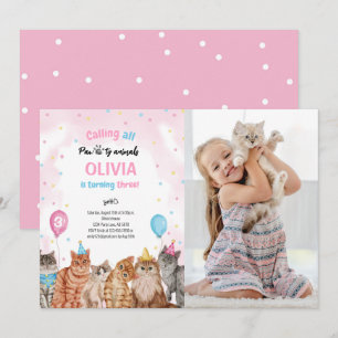Invitation Photo d'anniversaire de fille avec des animaux de