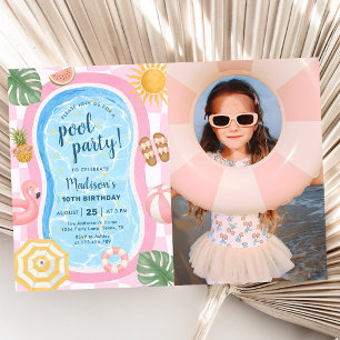 Invitation Photo d'anniversaire de fille sur le thème de la f