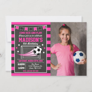 Invitation photo d'anniversaire de football pour f