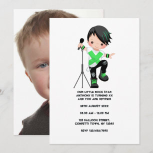 Invitation Photo d'anniversaire de garçon mignon en rock star