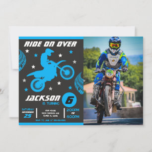 Invitation Photo d'anniversaire de garçon moto cross moto