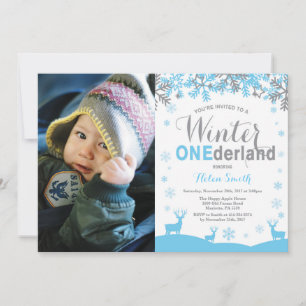 Invitation Photo d'anniversaire de garçon pour 1 an avec floc