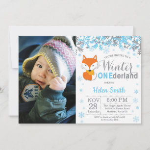 Invitation Photo d'anniversaire de garçon Renard Onederland d