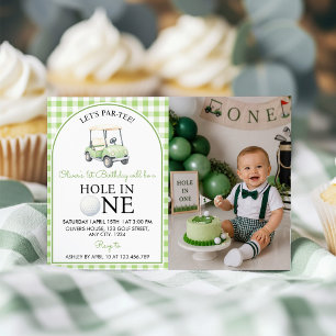 Invitation photo d'anniversaire de golf Green Hole