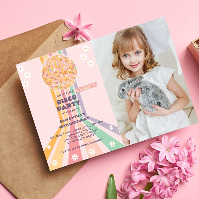 Invitation Photo d'anniversaire de la discothèque super (Créateur téléchargé)