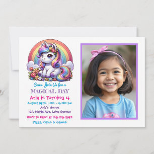 Invitation Photo d'anniversaire de la petite licorne et de l'