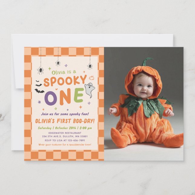 Invitation Photo d'anniversaire de la première Halloween de S (Devant)