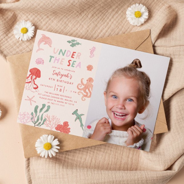 Invitation Photo d'anniversaire de la Sea Girl (Créateur téléchargé)