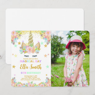 Invitation photo d'anniversaire de licorne MAGIQUE