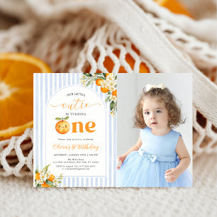 Invitation Photo d'anniversaire de Little Cutie Orange Citrus