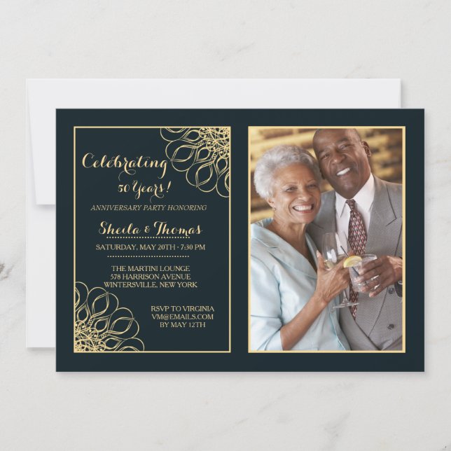 Invitation photo d'anniversaire de mariage royal (Devant)