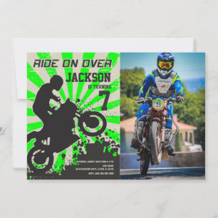 Invitation photo d'anniversaire de moto de cross /