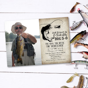 Invitation photo d'anniversaire de pêche - TOUS ÂG