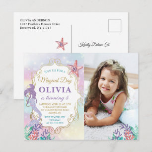 Invitation photo d'anniversaire de sirène sous la 