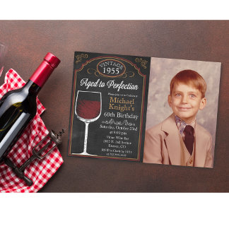 Invitation photo d'anniversaire de vin pour tout â