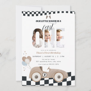 Invitation photo d'anniversaire de voiture de cour