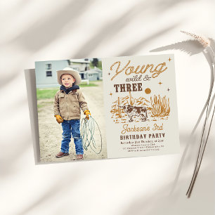 Invitation Photo d'anniversaire de Young, Wild et Three Weste