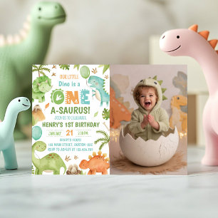 Invitation Photo d'anniversaire des 1 an de Dinosaur One-A-Sa