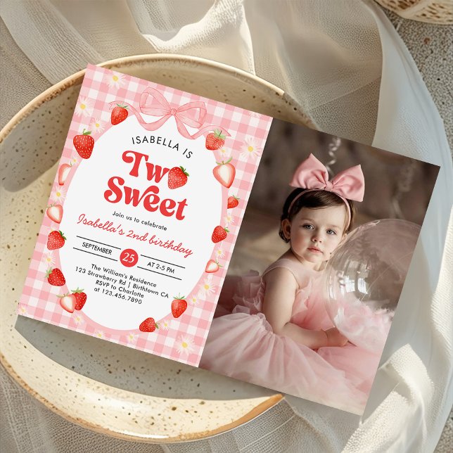Invitation Photo d'anniversaire des 2 ans de Strawberry Two S (Créateur téléchargé)