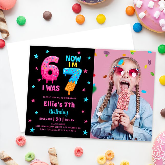 Invitation photo d'anniversaire Donut Six Seven Gi (Créateur téléchargé)