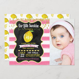 Invitation Photo d'anniversaire du citron Little Sunshine