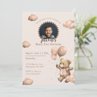 Invitation Photo d'anniversaire du premier anniversaire de Br