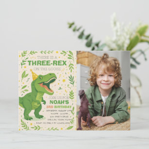 Invitation Photo d'anniversaire d'un garçon de trois ans avec