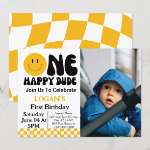 Invitation Photo d'anniversaire d'un garçon heureux 1 an