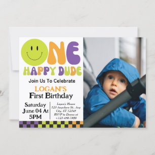 Invitation Photo d'anniversaire d'un garçon heureux pour son