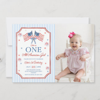 Invitation Photo d'anniversaire d'une fille tout américaine l
