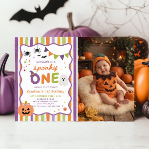 Invitation Photo d'anniversaire fantôme d'Halloween un peu ef