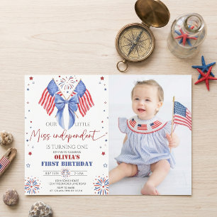 Invitation photo d'anniversaire fille tout américa